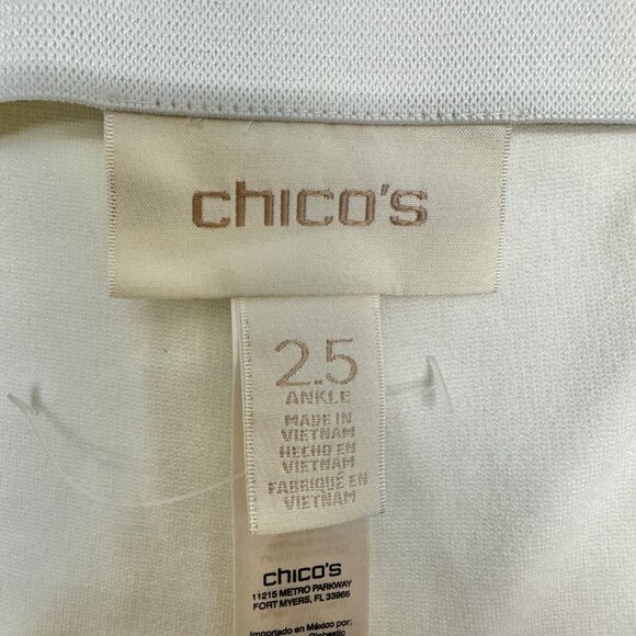 Chicos Size 2.5 Ankle Pants Womens L 14 White Rayon Blend Stretch Comfort Fit - Picture 4 of 8